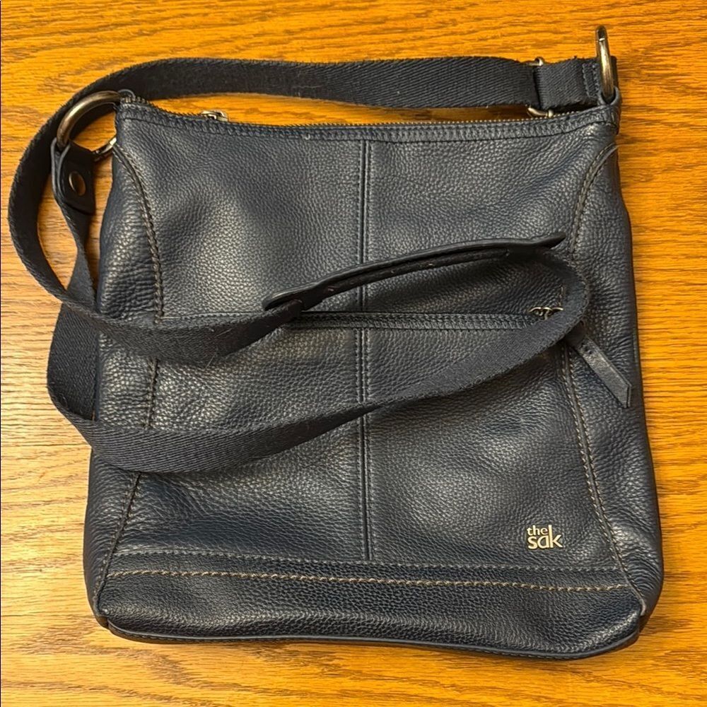The Sak Dark Blue Leather Shoulder Bag